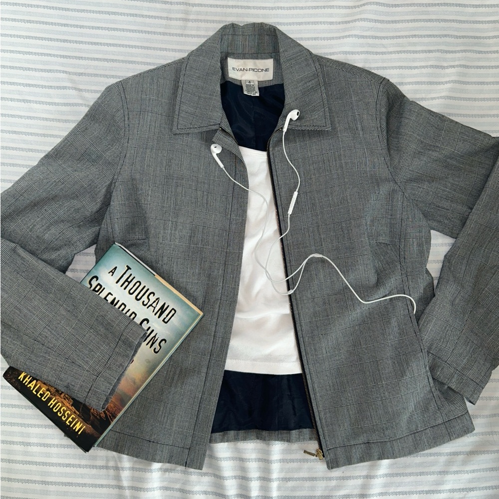 Evan-Picone Grey Plaid Light Jacket